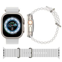 Apple Watch 38mm 40mm 41mm Seri 1 2 3 4 5 6 7 8 Se Uyumlu Seaflex Ocean Silikon Kordon Beyaz