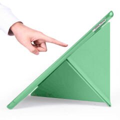 Apple iPad 7.Nesil 10.2 İnç 2019 Uyumlu Üçgen Katlanabilir Kalemlikli Standlı Akıllı Kılıf Yeşil - Yeşil