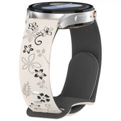 Huawei Watch GT2 GT3 42mm İle Uyumlu FloraFlex Çiçek Desenli Silikon Kordon Starlight