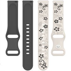Huawei Watch GT2 GT3 42mm İle Uyumlu FloraFlex Çiçek Desenli Silikon Kordon Starlight