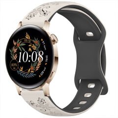 Huawei Watch GT2 GT3 42mm İle Uyumlu FloraFlex Çiçek Desenli Silikon Kordon Starlight