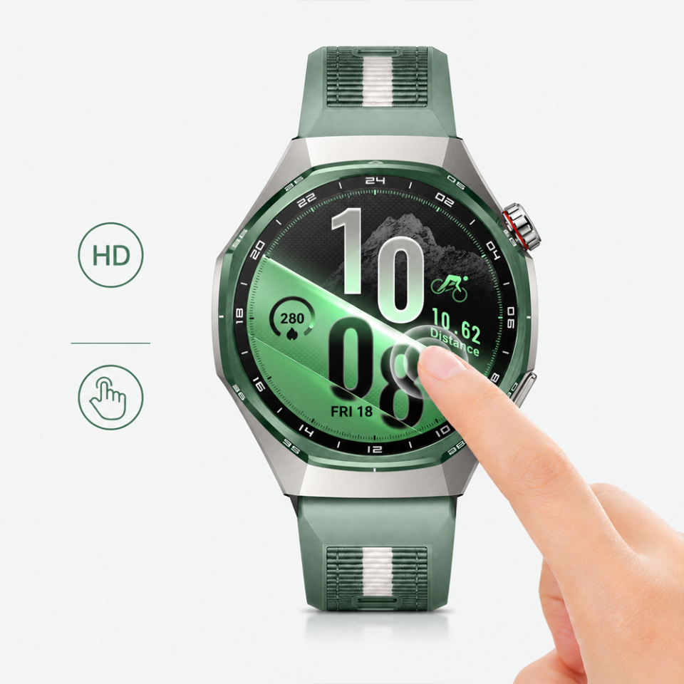 Huawei Watch GT7 46mm Uyumlu Kolay Takılabilir Takma Aparatlı Temperli Cam Ekran Koruyucu