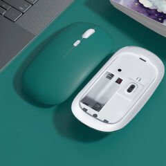 Tüm Xiaomi Tablet İle Uyumlu Pilli Sessiz Mouse Bluetooth Kablosuz Mouse Fare Haki