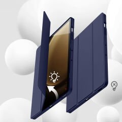 Samsung Galaxy Tab S10 Plus X820 12.4 İnç Kılıf Premium Silikon Kalem Bölmeli Smart Case Lacivert
