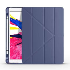 Apple iPad Pro 10.5 / Air 10.5 İnç Uyumlu Üçgen Katlanabilir Kalemlikli Standlı Akıllı Kılıf Lavanta - Lavanta