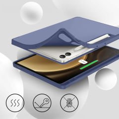 Samsung Galaxy Tab S10 Plus X820 12.4 İnç Kılıf Premium Silikon Kalem Bölmeli Smart Case Lavanta