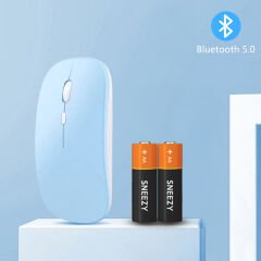 Tüm Xiaomi Tablet İle Uyumlu Pilli Sessiz Mouse Bluetooth Kablosuz Mouse Fare Mavi