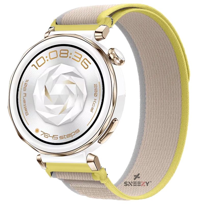 Huawei Watch GT5 Pro 42mm Uyumlu Kordon Trail Loop Cırtlı Yumuşak Kumaş Şık Kordon Sarı