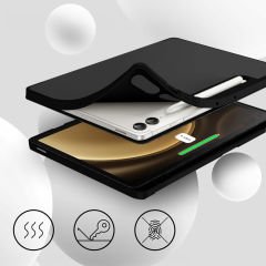 Samsung Galaxy Tab S10 Plus X820 12.4 İnç Kılıf Premium Silikon Kalem Bölmeli Smart Case Siyah