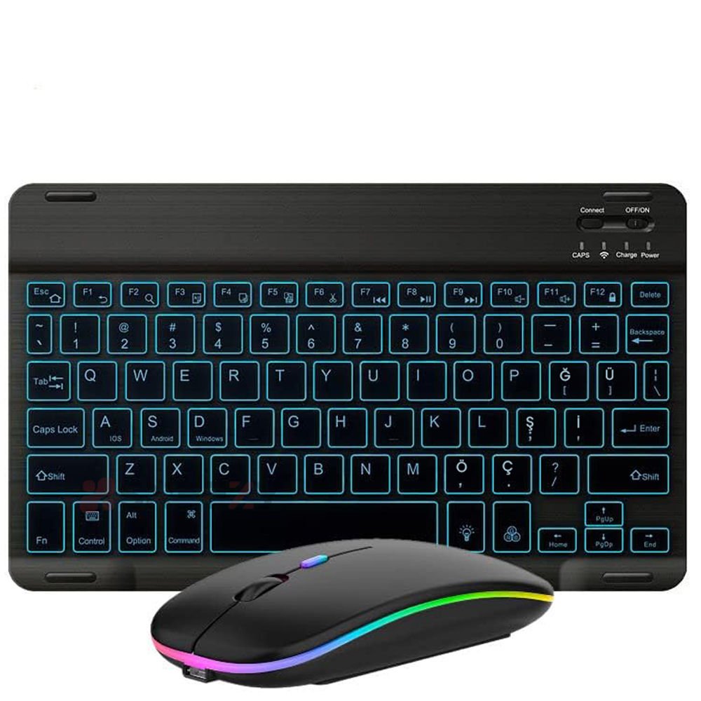 Honor Pad X9 RGB Işıklı Bluetooth & Wireless Türkçe Klavye Mouse Seti Siyah - Siyah