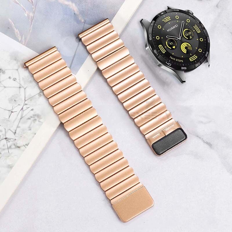 Sneezy Xiaomi Watch S1 -S1 Active -Mi Watch -Watch Color İle Uyumlu 22mm Clasp Manyetik Metal Kordon Rose Gold - Rose Gold