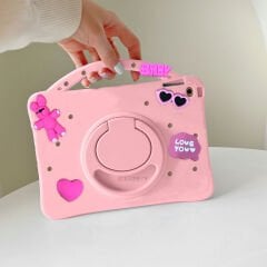 Samsung Tab A8 X200 10.5 İnç Jolly Döner Standlı Kids Çocuk Tablet Kılıfı Açık Pembe - Açık Pembe