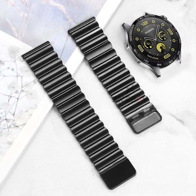 Sneezy Xiaomi Watch S1 -S1 Active -Mi Watch -Watch Color İle Uyumlu 22mm Clasp Manyetik Metal Kordon Siyah - Siyah