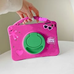 Samsung Tab A8 X200 10.5 İnç Jolly Döner Standlı Kids Çocuk Tablet Kılıfı Pembe - Pembe