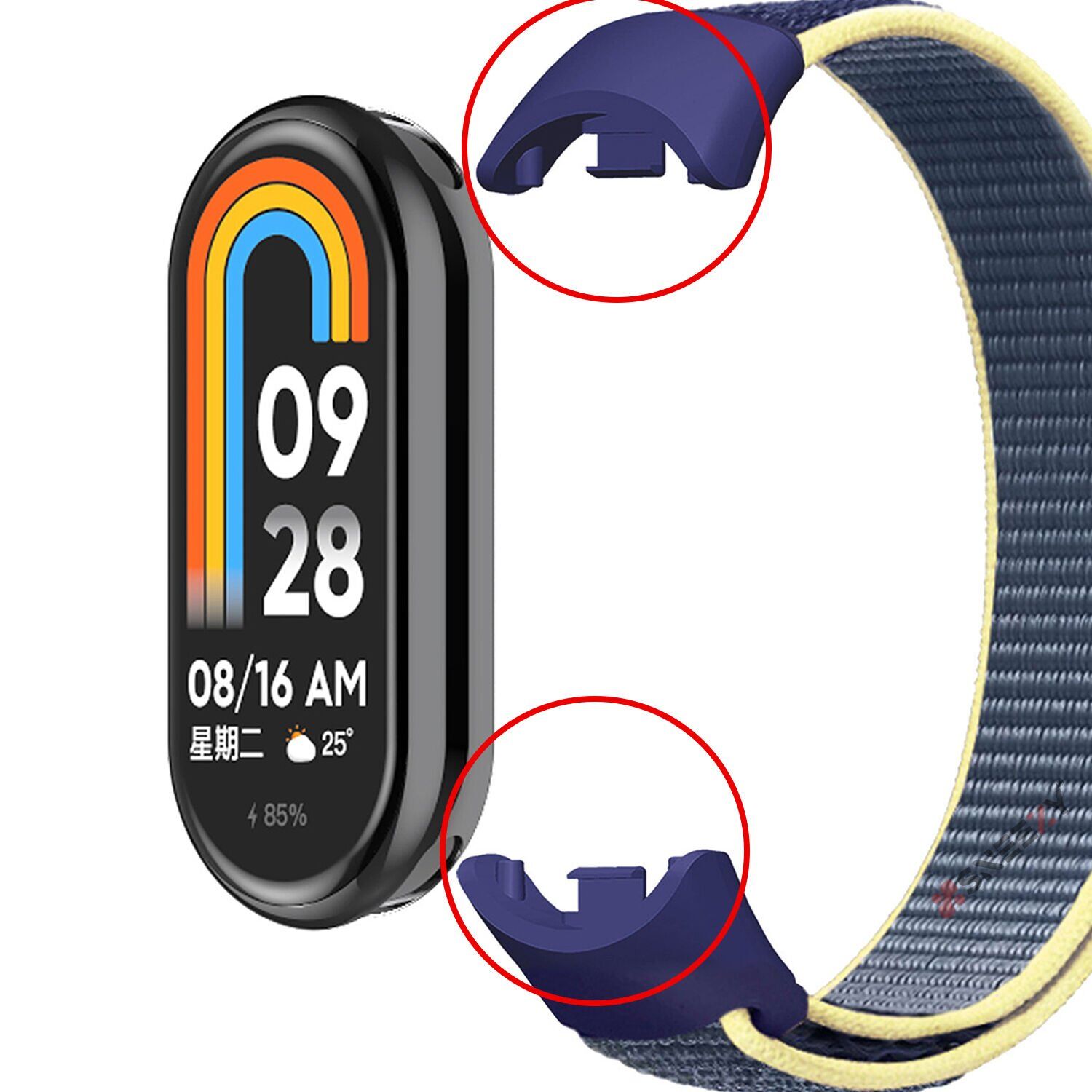 Xiaomi Mi Band 8 İle Uyumlu Hasır Nylon Akıllı Bileklik Kordon - Saat Kordonu Rainbow
