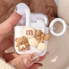 Apple AirPods Pro 2.Nesil Uyumlu Kopçalı Ayıcık Firgürlü Sevimli Silikon Kılıf