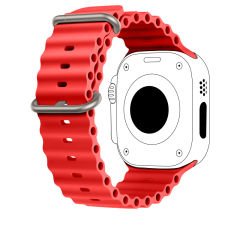 Apple Watch 42mm 44mm 45mm Seri 1 2 3 4 5 6 7 8 Se Uyumlu Seaflex Ocean Silikon Kordon Kırmızı