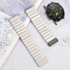 Sneezy Samsung Gear S3 Frontier R760 – S3 Classic R770 İle Uyumlu 22mm Clasp Manyetik Metal Kordon Starlight - Starlight