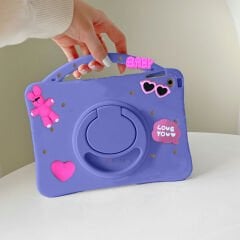 Samsung Tab S6 Lite P610 10.4 İnç Jolly Döner Standlı Kids Çocuk Tablet Kılıfı Mor - Mor