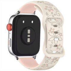 Redmi Watch 5 Active Redmi 5 Lite İle Uyumlu FloraFlex Çiçek Desenli Silikon Kordon Açık Pembe