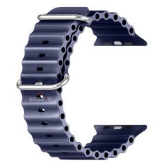 Apple Watch 42mm 44mm 45mm Seri 1 2 3 4 5 6 7 8 Se Uyumlu Seaflex Ocean Silikon Kordon Lacivert