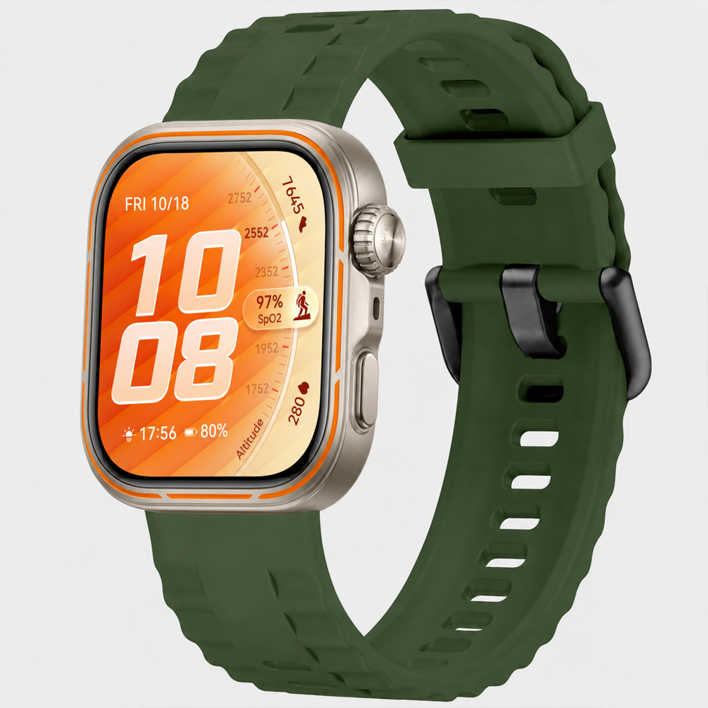 Huawei Watch Fit 5 Pro İle Uyumlu Tırtıklı Metal Tokalı Spor Silikon Kordon