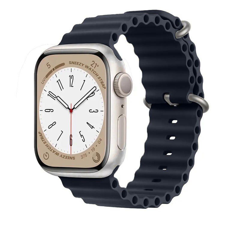 Apple Watch 42mm 44mm 45mm Seri 1 2 3 4 5 6 7 8 Se Uyumlu Seaflex Ocean Silikon Kordon Midnight