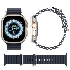 Apple Watch 42mm 44mm 45mm Seri 1 2 3 4 5 6 7 8 Se Uyumlu Seaflex Ocean Silikon Kordon Midnight