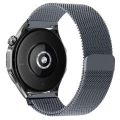 Huawei Watch GT5 Pro 46mm Uyumlu Manyetik Milanese Loop Metal Kordon Koyu Gri