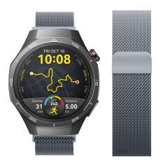 Huawei Watch GT5 Pro 46mm Uyumlu Manyetik Milanese Loop Metal Kordon Koyu Gri
