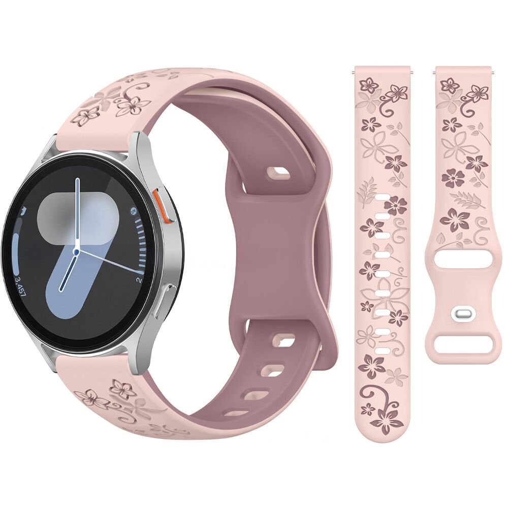Samsung Galaxy Watch 4 5 Serisi ile Uyumlu FloraFlex Çiçek Desenli Silikon Kordon