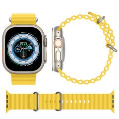 Apple Watch 42mm 44mm 45mm Seri 1 2 3 4 5 6 7 8 Se Uyumlu Seaflex Ocean Silikon Kordon Sarı