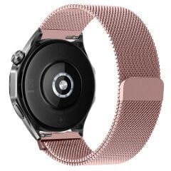 Huawei Watch GT5 Pro 46mm Uyumlu Manyetik Milanese Loop Metal Kordon Pembe