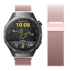 Huawei Watch GT5 Pro 46mm Uyumlu Manyetik Milanese Loop Metal Kordon Pembe