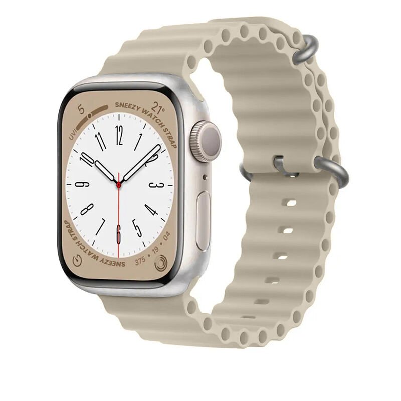 Apple Watch 42mm 44mm 45mm Seri 1 2 3 4 5 6 7 8 Se Uyumlu Seaflex Ocean Silikon Kordon Starlight