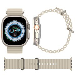 Apple Watch 42mm 44mm 45mm Seri 1 2 3 4 5 6 7 8 Se Uyumlu Seaflex Ocean Silikon Kordon Starlight
