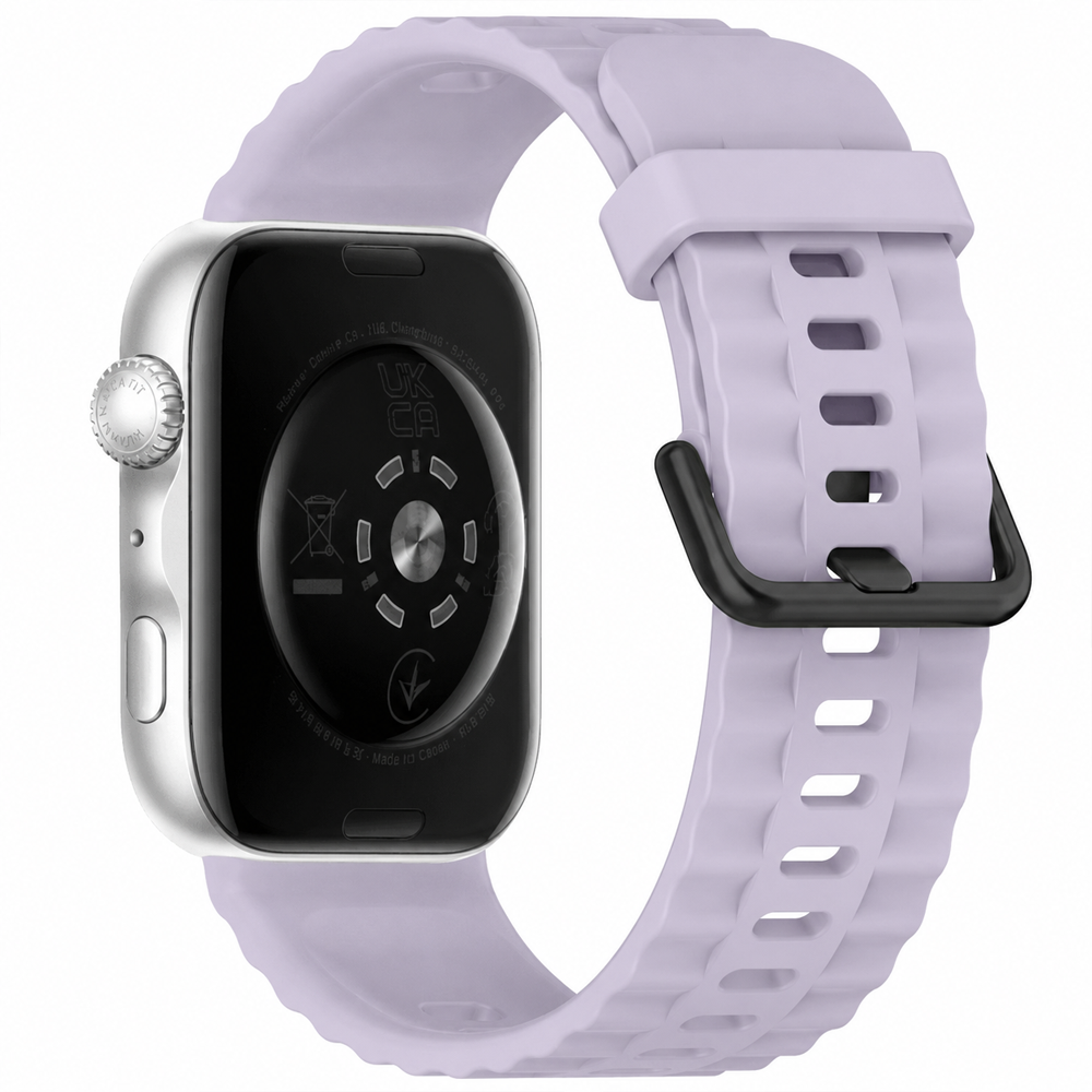 Huawei Watch Fit 5 Pro İle Uyumlu Tırtıklı Metal Tokalı Spor Silikon Kordon Lila