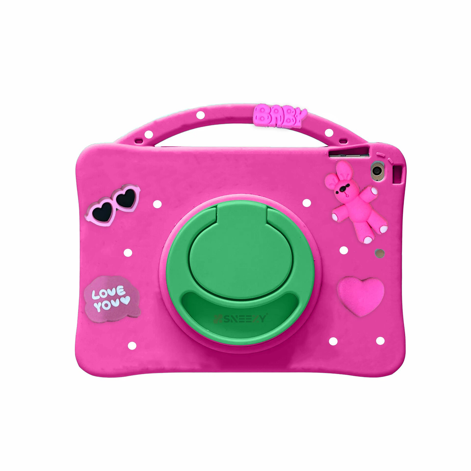 Samsung Tab A7 Lite T220 8.7 İnç Jolly Döner Standlı Kids Çocuk Tablet Kılıfı Pembe - Pembe