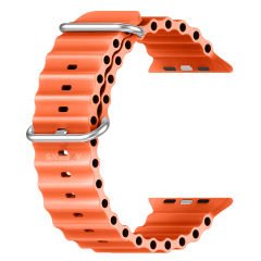 Apple Watch 42mm 44mm 45mm Seri 1 2 3 4 5 6 7 8 Se Uyumlu Seaflex Ocean Silikon Kordon Turuncu