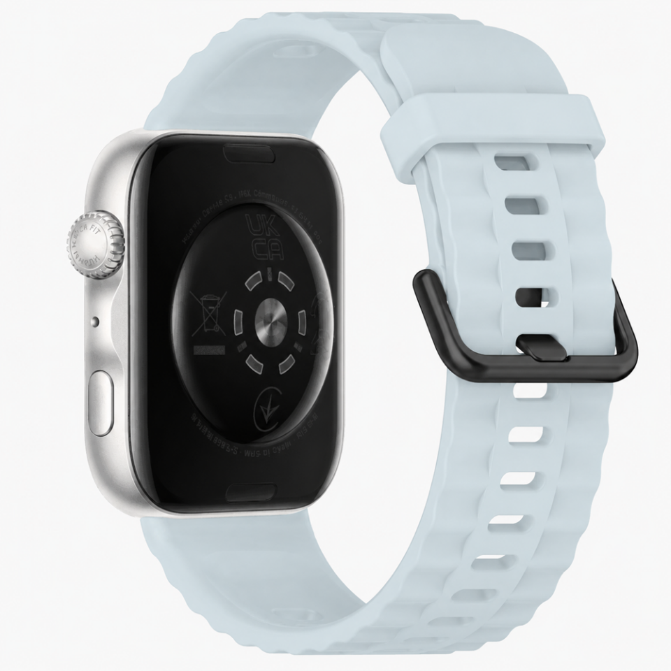 Huawei Watch Fit 5 Pro İle Uyumlu Tırtıklı Metal Tokalı Spor Silikon Kordon Mavi