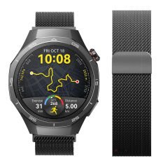 Huawei Watch GT5 Pro 46mm Uyumlu Manyetik Milanese Loop Metal Kordon Siyah