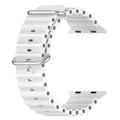 Apple Watch 49mm Ultra Seri Uyumlu Seaflex Ocean Silikon Kordon Beyaz