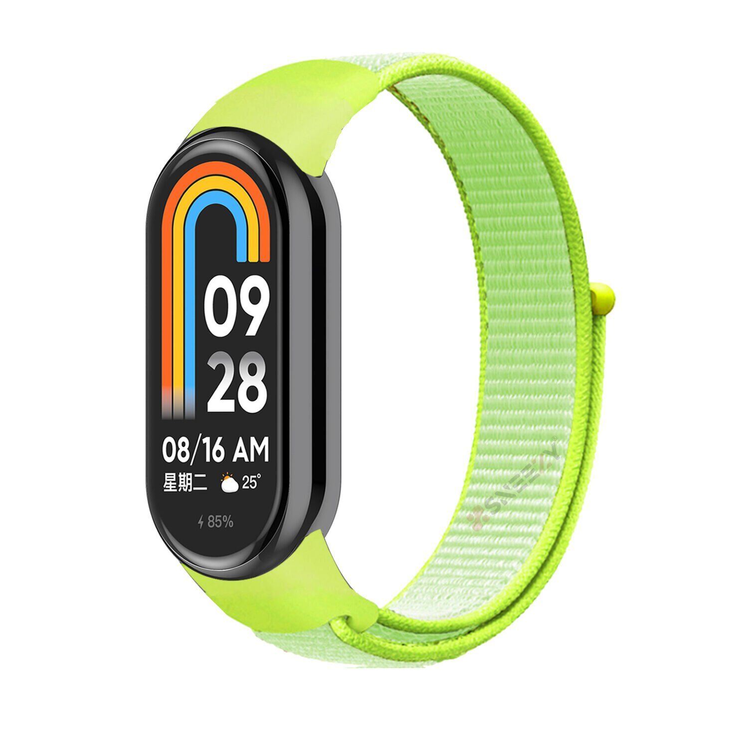 Xiaomi Mi Band 8 İle Uyumlu Hasır Nylon Akıllı Bileklik Kordon - Saat Kordonu Açık Yeşil
