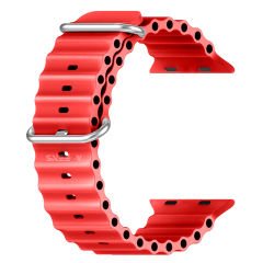 Apple Watch 49mm Ultra Seri Uyumlu Seaflex Ocean Silikon Kordon Kırmızı