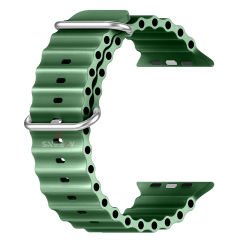 Apple Watch 49mm Ultra Seri Uyumlu Seaflex Ocean Silikon Kordon Haki