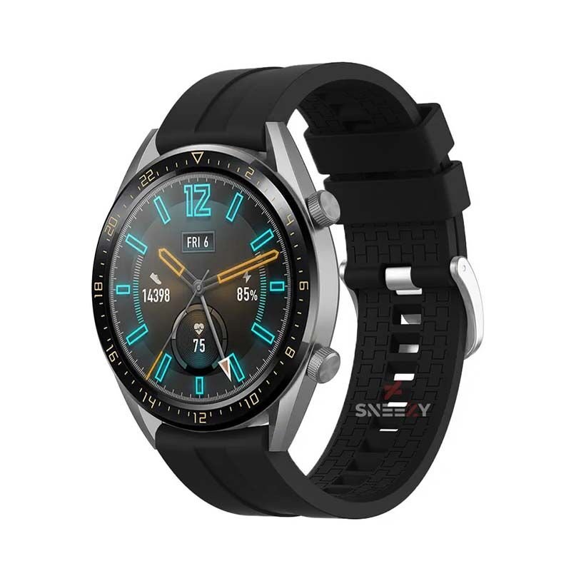 Huawei Watch GT Runner-Sport 46mm- GT2 E 22mm Uyumlu NovaGT Supreme Silikon Kordon Siyah
