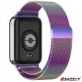 Sneezy Xiaomi Mi Band 8 Pro Uyumlu Woven Wire Tasarım Metal Hasır Kordon Gökkuşağı