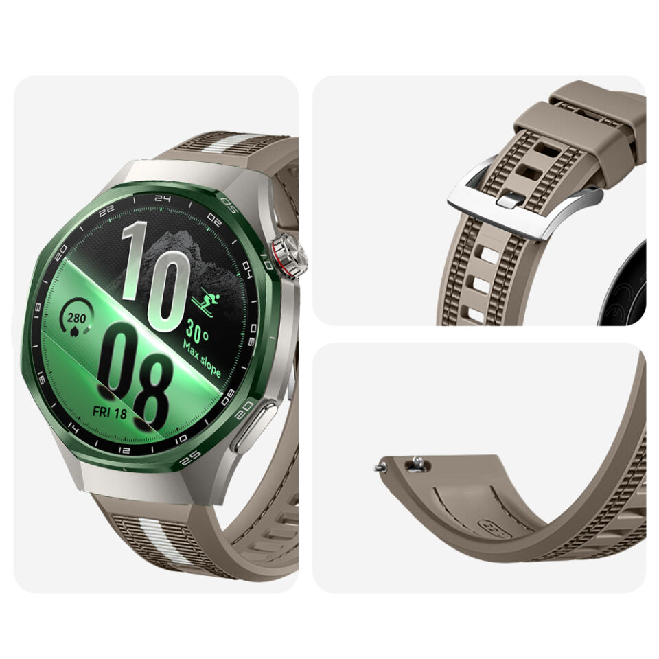 Huawei Watch GT7 Pro 46mm İle Uyumlu SportStripe Örgü Desen Metal Tokalı Silikon Akıllı Saat Kordonu