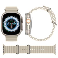Apple Watch 49mm Ultra Seri Uyumlu Seaflex Ocean Silikon Kordon Starlight