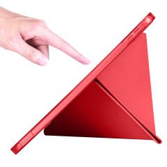 İpad 10.Nesil 10.9 inç 2022 Uyumlu Üçgen Katlanabilir Kalemlikli Yatay Dikey Standlı Akıllı Kılıf Kırmızı - Kırmızı